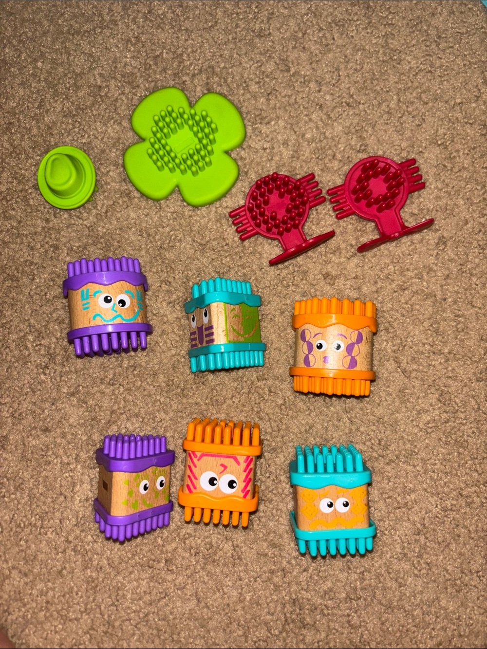 Fisher-Price Bright Sensory Brush Blocks Set -  pals stacking
